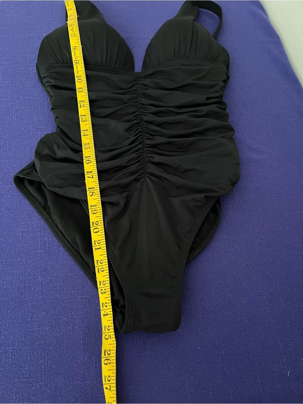 Black Ruched Slenderizing One-Piece Swimsuit - Picture 5 of 7